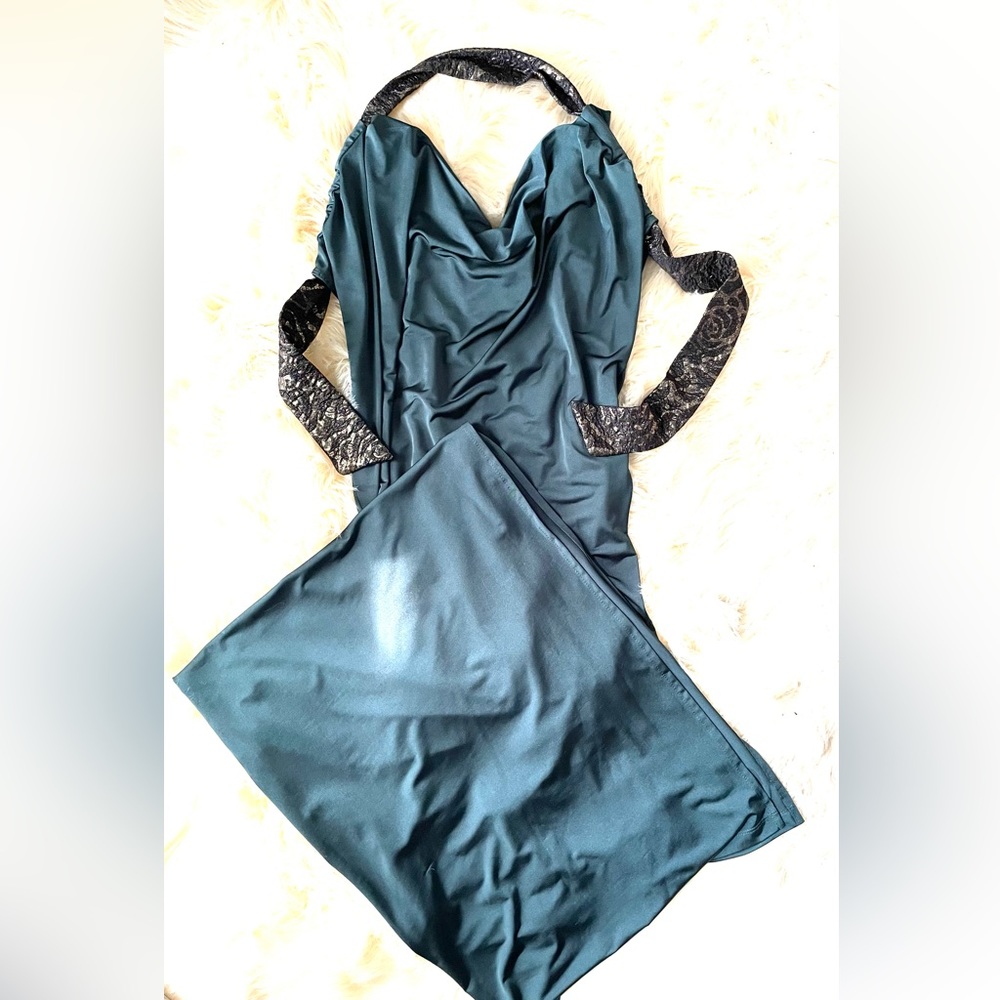 Emerald green evening gown